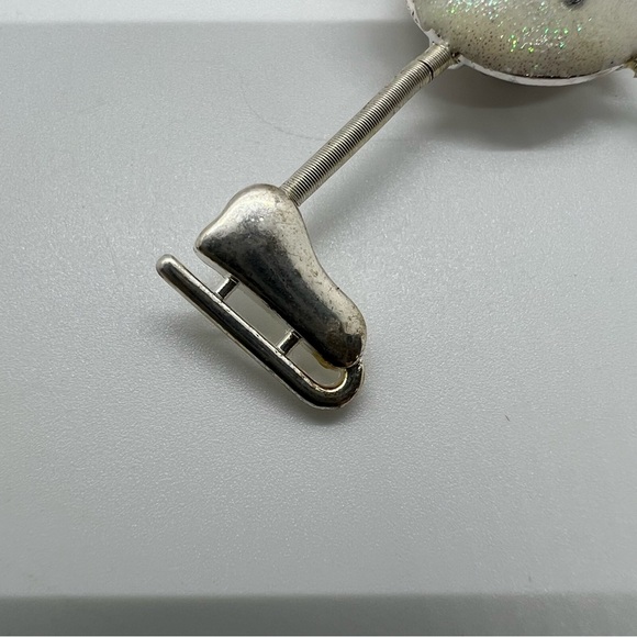 Silver Enamel Snowman Brooch With Spring Legs - Picture 9 of 9